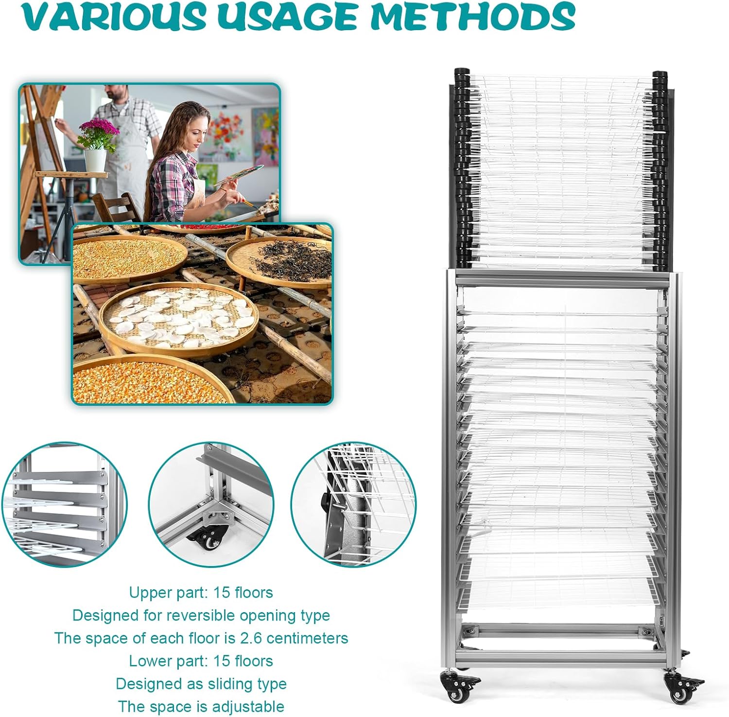 30-Layer Multi-Function Storage Rack Floor-Standing Project Dry Holder Large Capacity for Classroom Studio