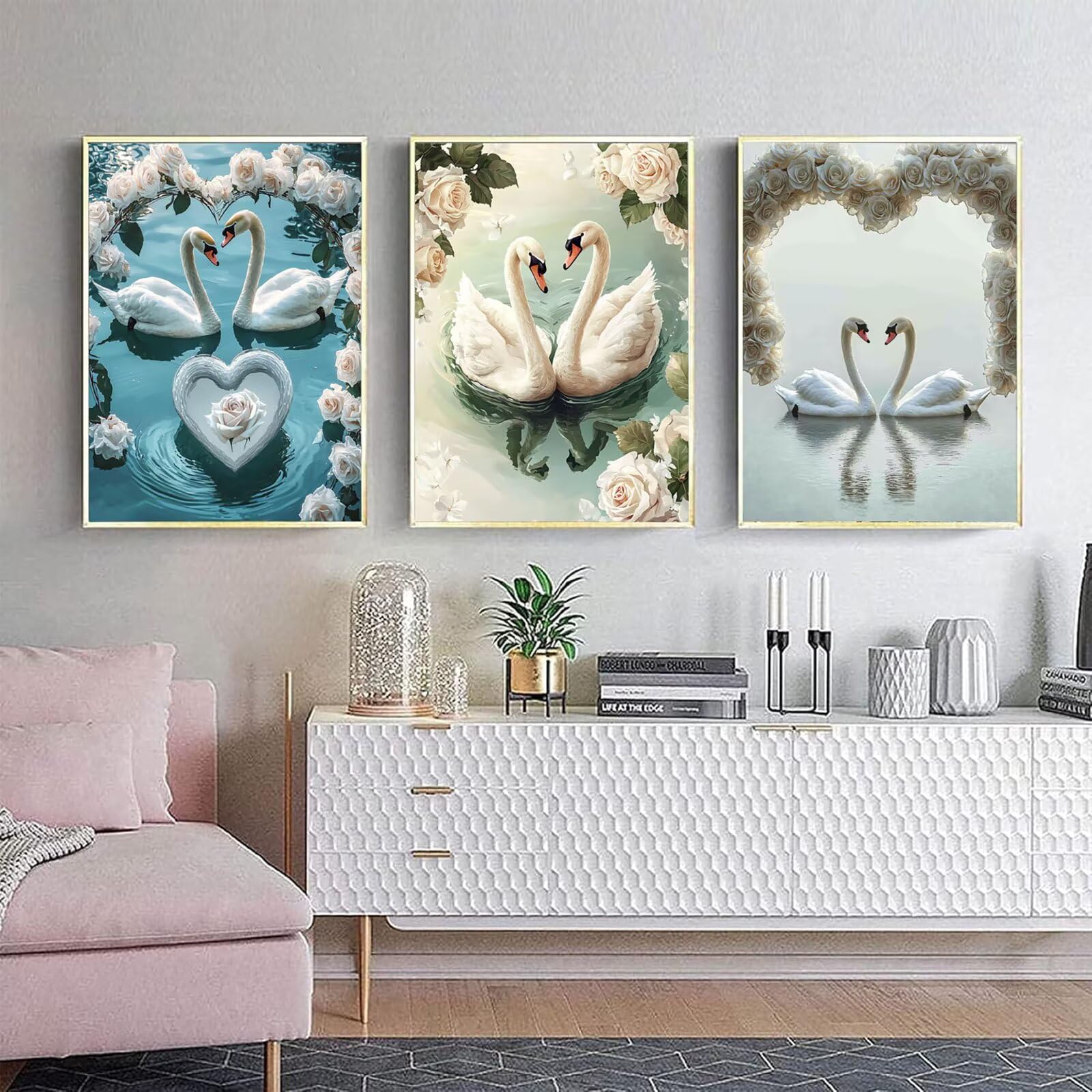 Cnyaunfi 3 Pezzi Animali Pittura Diamante Fai-Da-Te 5D Blu Diamond Painting Kit Completo per Hobby Creativi Adulti, Pittura Diamante Artigianale Per La Decorazione Della Parete Di Casa 60x80cm YF-3579