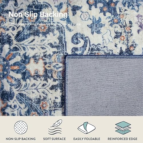 Miniatura 5 de Lahome Alfombra de pasillo lavable bohemia, 2 pies 6 pulgadas x 10 pies, alfombra suave para pasillos, alfombra de cocina larga, antideslizante,