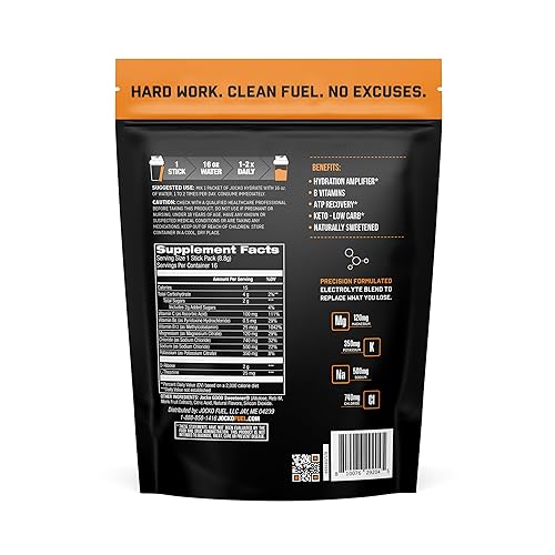 Miniatura 2 de Jocko Fuel Hydrate - Paquetes de electrolitos en polvo, naranja isla y frambuesa azul, paquetes amplificadores de hidratación para recuperación,