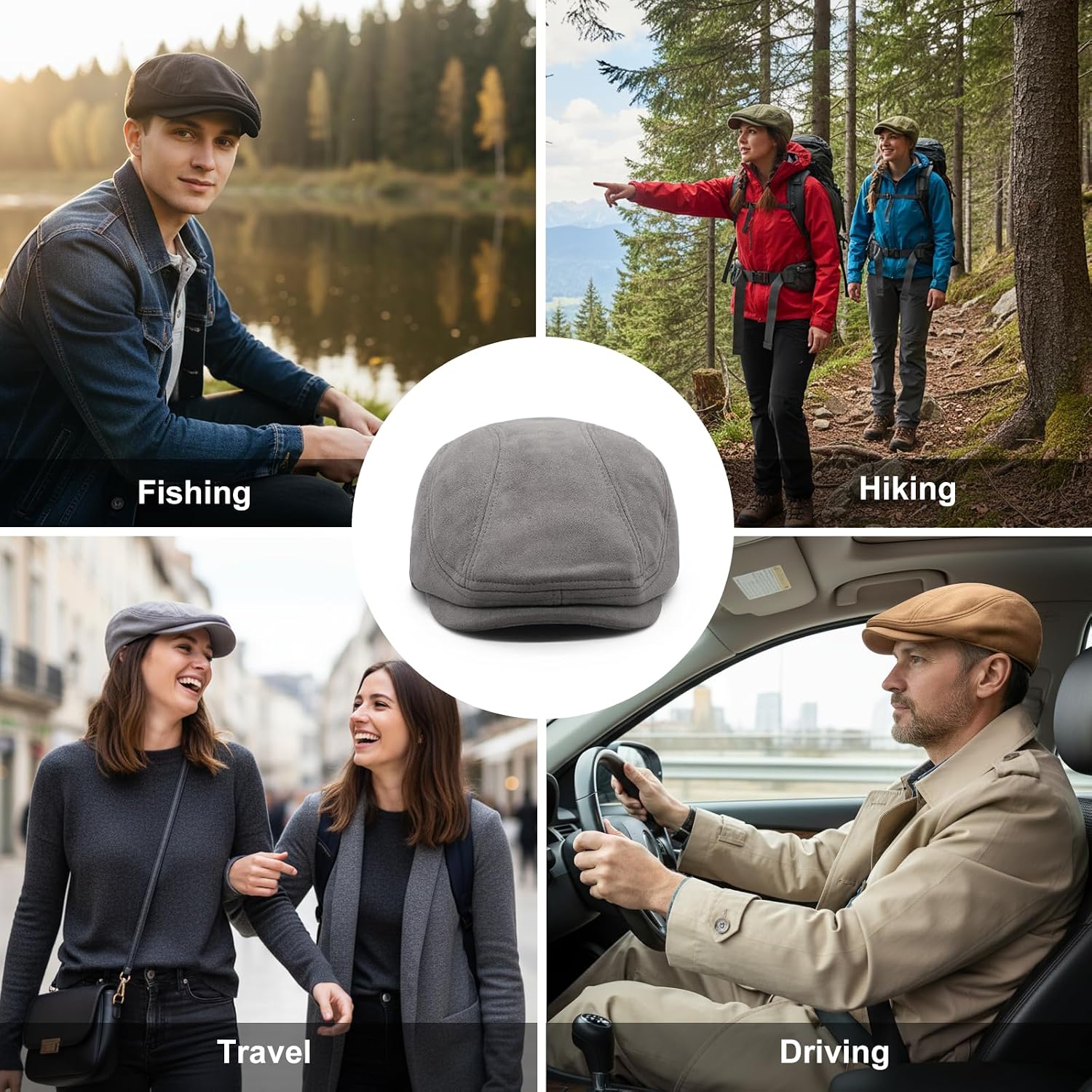 YAMEIZE Retro Suede Newsboy Hats for Men Women Beret Ivy Flat Cap Adjustable Winter Caps Trendy
