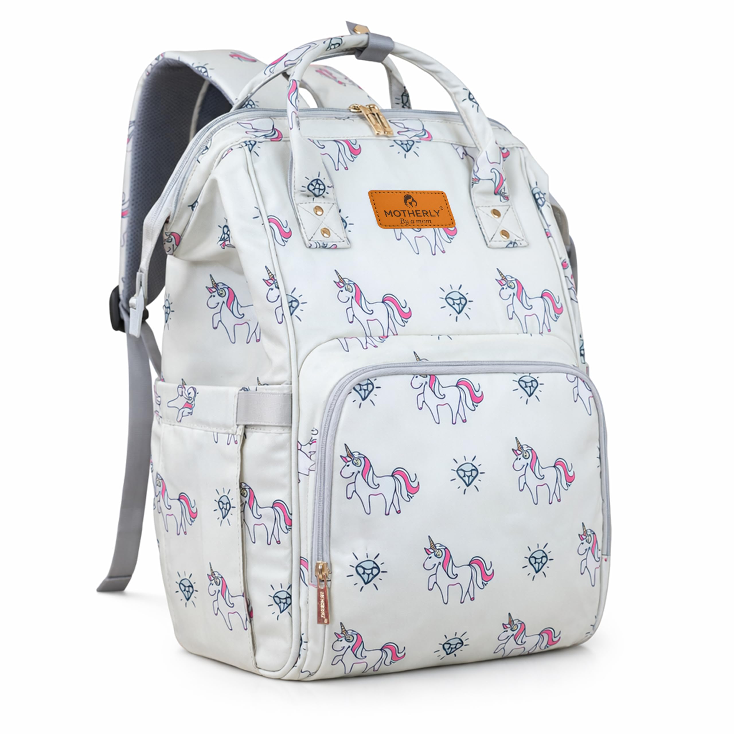 Sponsored Ad - Motherly Elegant Diaper Bag for Mothers for Travel, Maternity Bag for Newborn Baby, Mothers Travelling Bag, Multipocket Baby Bag, Hospital Bag for Moms (Unicorn Diamond Gray)