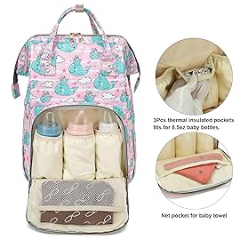 Yusudan Whale Diaper Bag Backpack for Baby Girls, Mom Waterproof Large Nappy Bags for Women