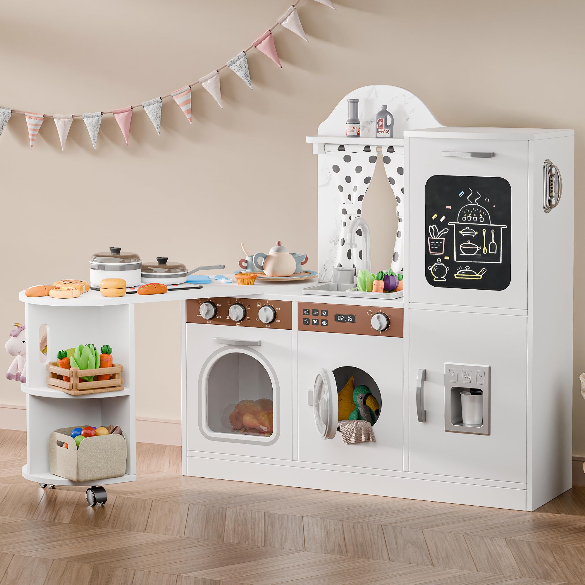 Amazon.com: Wooden Corner Play Kitchen with 180° Rotating Design