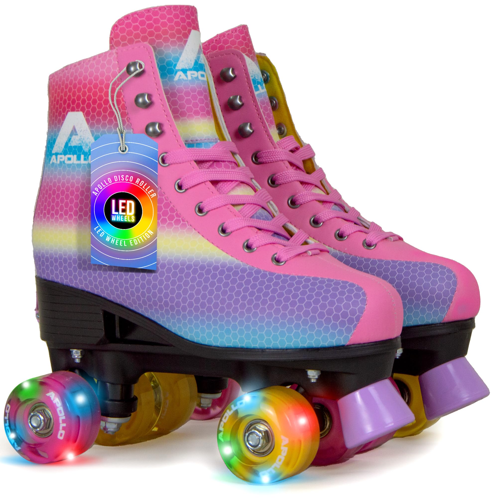Apollo Disco Roller, Classic Roller | Rollschuhe für Kinder und Erwachsene | größenverstellbare Quad-Skates, 3 Größen, verstellbar von 31 bis 42 | Rollschuhe Damen in schicken Designs