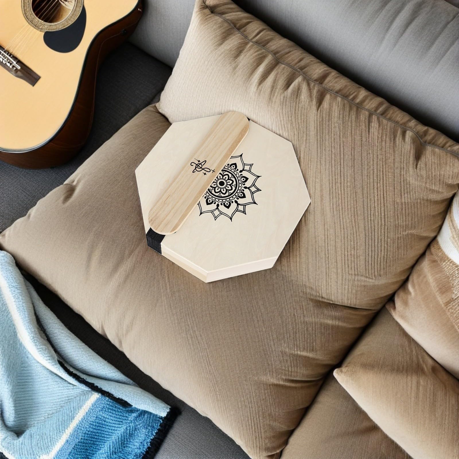 Cajon da Viaggio Ottagonale Portatile, Strumento a Percussione | Tonalità Tre, Beige, per Pratica Personale e Live, Design Leggero Risonanza Potenziata