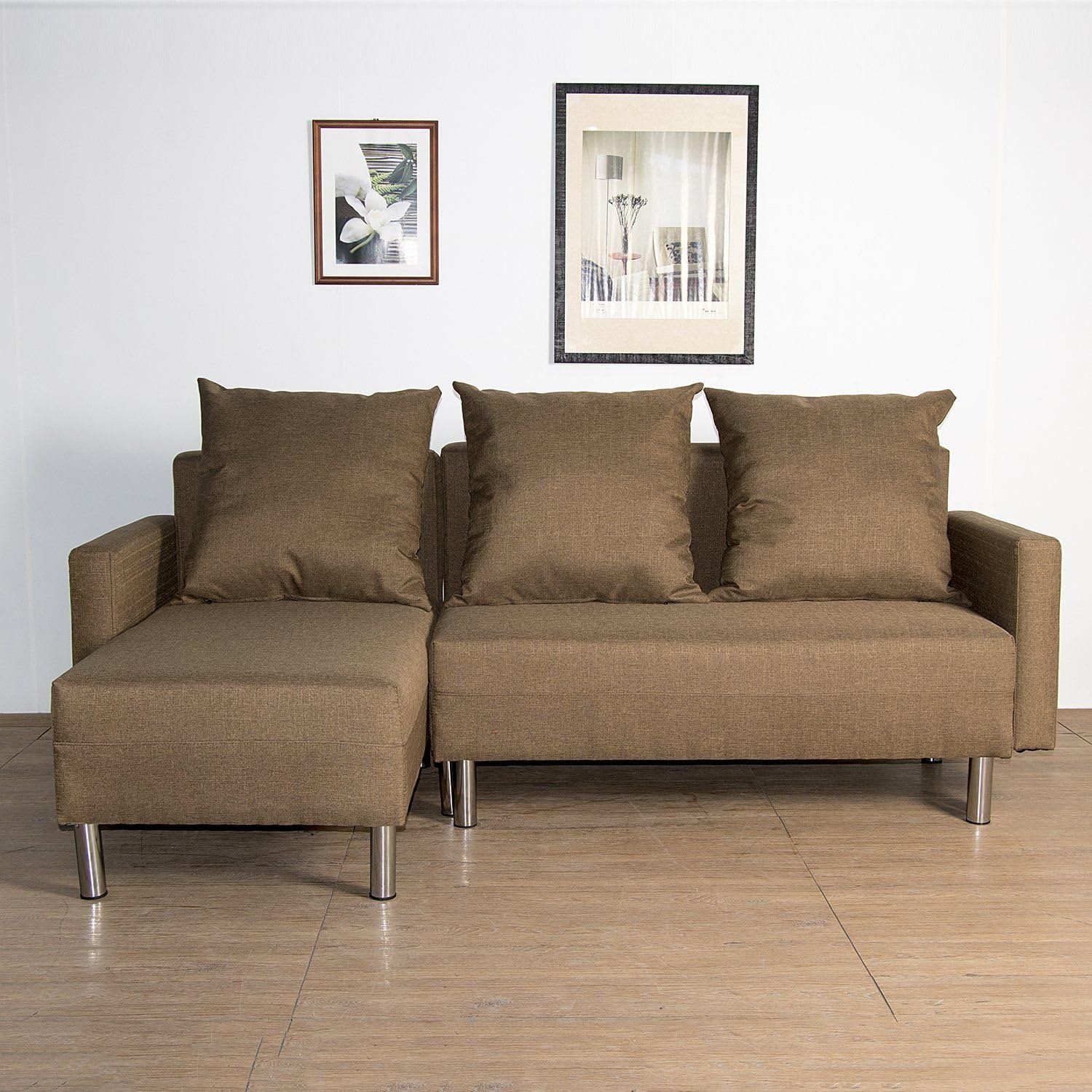 Cozime Recliner Fabric Corner Sofa Bed 2 in 1 L-Shape Corner Couch 3/4 Seater Sofabed
