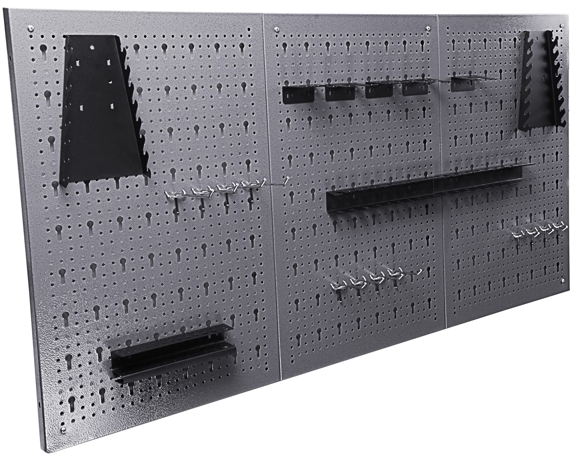 Ondis24 Werkstatt Werkstatteinrichtung 240cm Komplettset mit LED und Bluetooth Lautsprechern, inkl. versenkbare Steckdosenleiste grau Werkbank Werkzeugschrank Lochwand