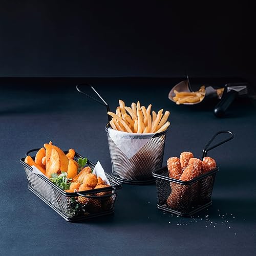 Miniatura 3 de LACOR - 61151 - Cesta para servir aperitivos color negro, cesta cuadrada, cesta de papas fritas, cesta de acero inoxidable, no apta para freír, 3.9