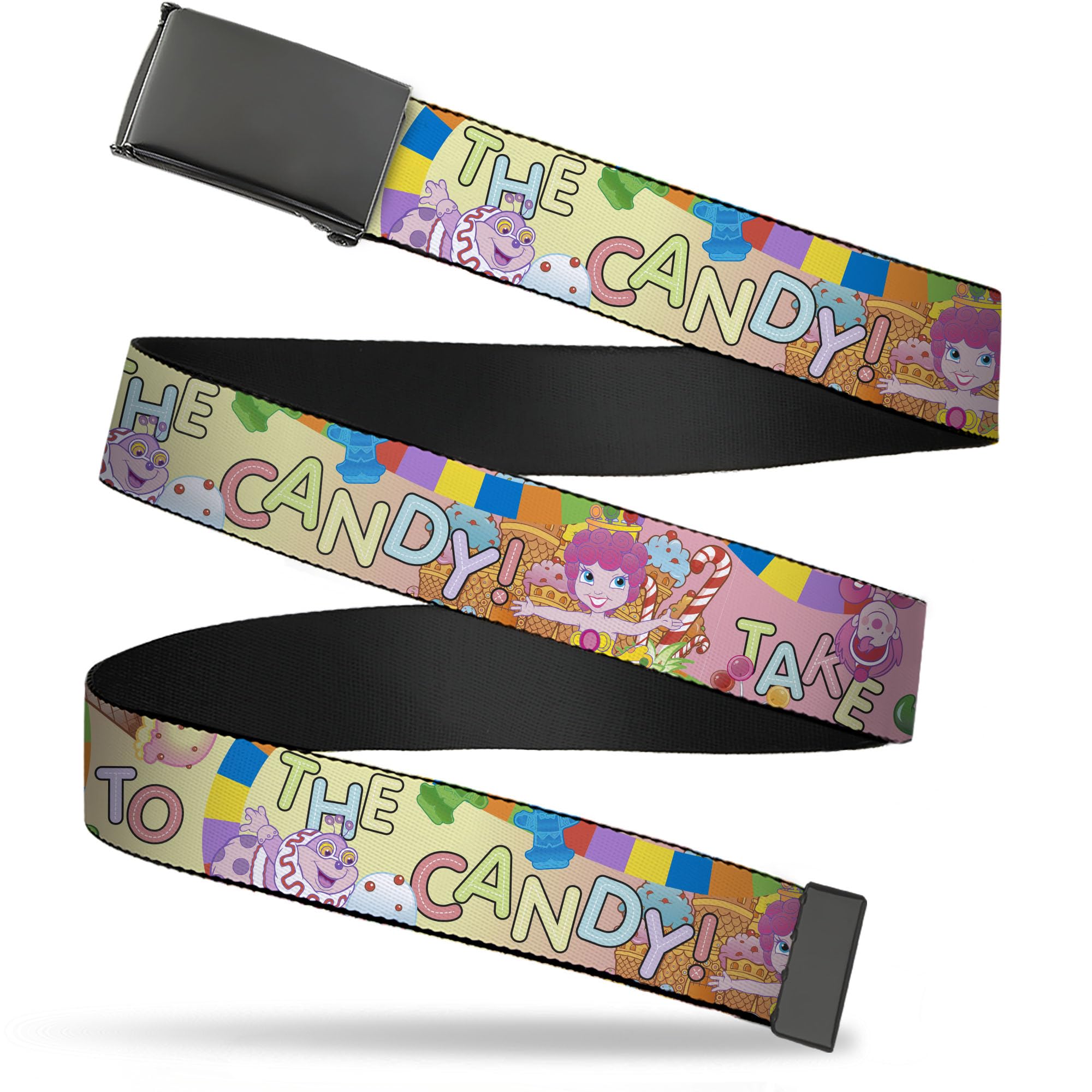Buckle-Down Hasbro Flip Web Belt Candy Land Take Me To The Candy Character Collage