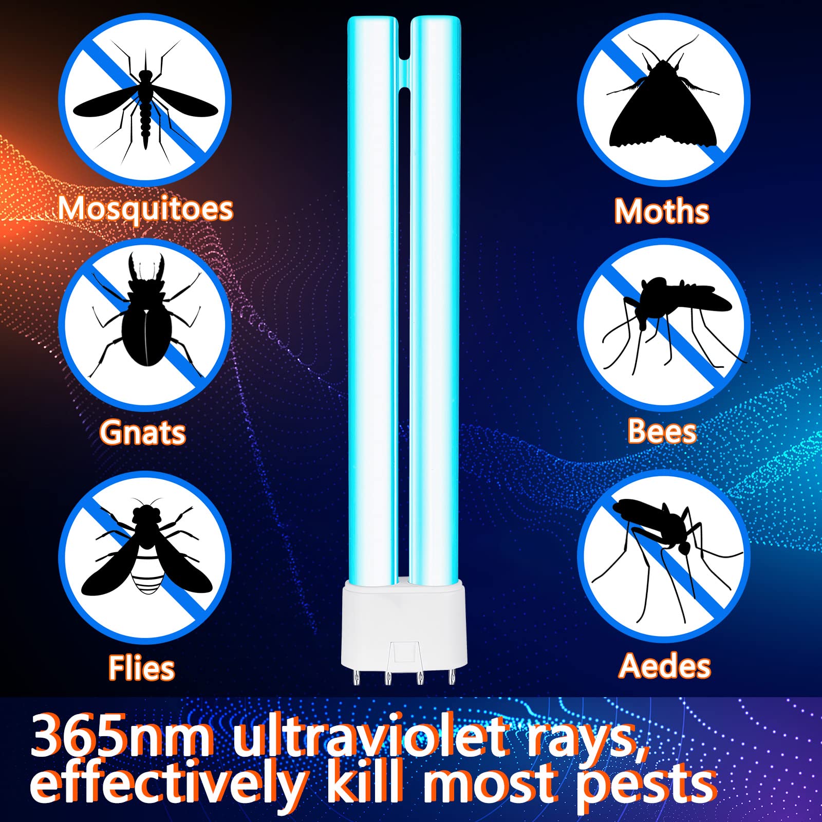Bug Zapper Ersatzlampe, 18 W, H-Form, Doppelrohr-Leuchtmittel für drinnen und draußen, Insektenvernichter mit 4-poligem Sockel (4)