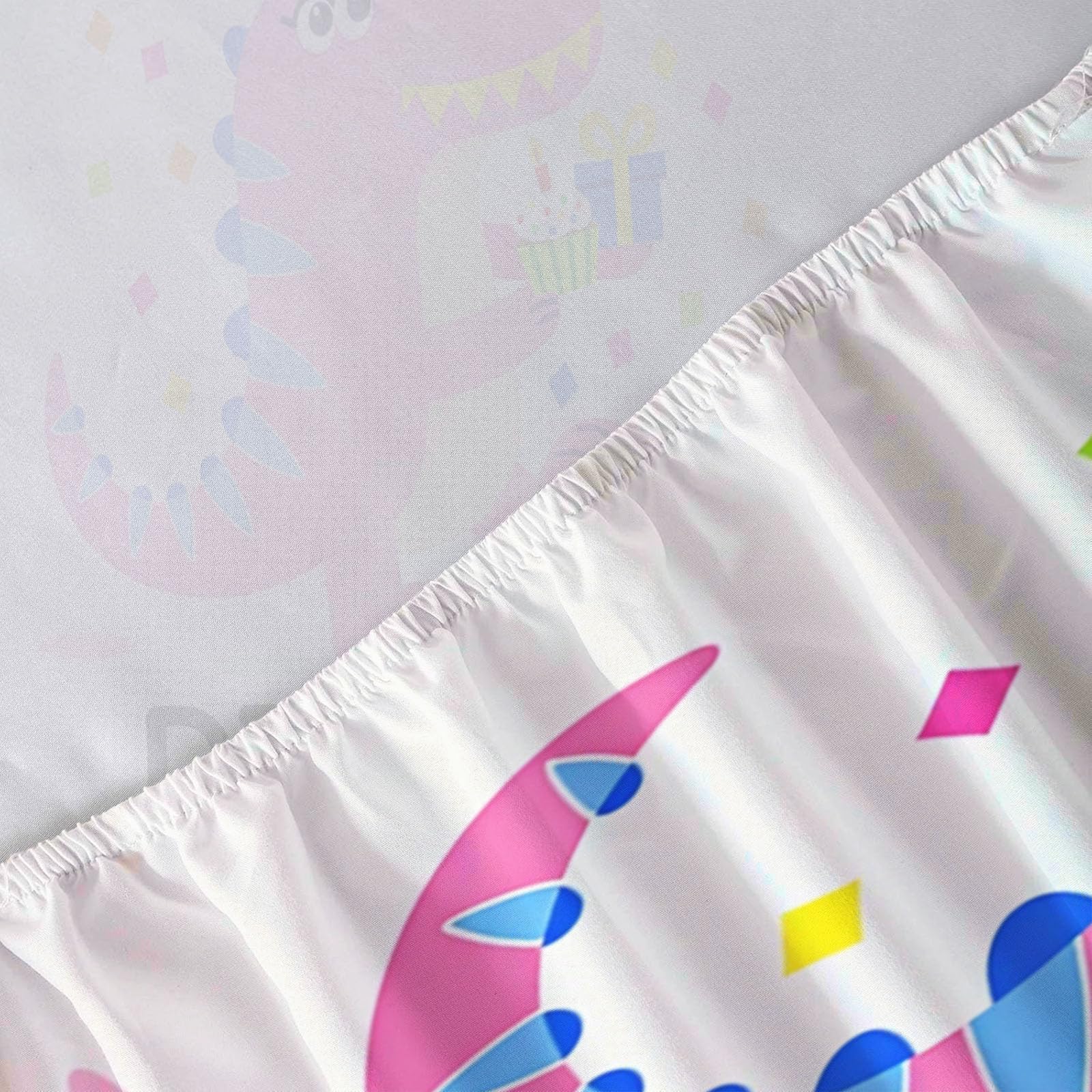 Drap Housse Bonnet 30 Cm, Ajustable Housse Matelas 3 Personne, Drap De Lit Poudre Blush Microfibre, Doux Respirant Machine, Motif De Dinosaure De Dessin Animé (Joyeux Anniversaire, 180X200Cm)