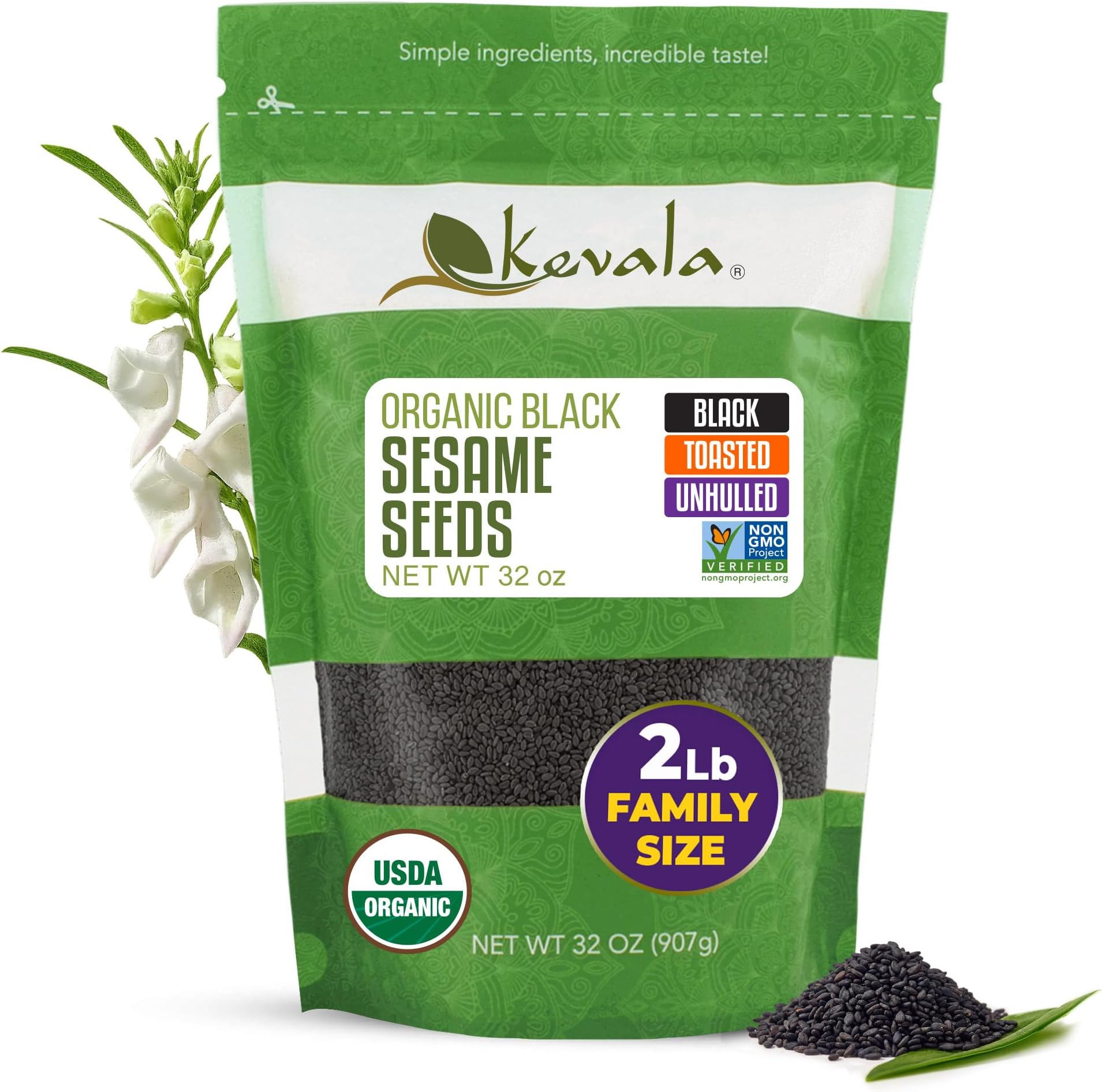 Organic Black Sesame Seeds 950ml (toasted)