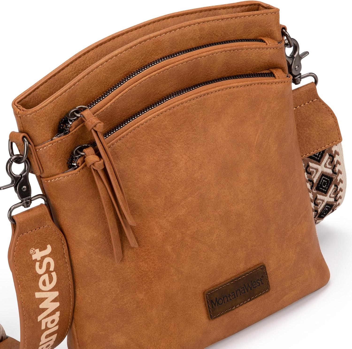 Montana West Multi Zip Pocket Large Crossbody Bag With Guitar Strap - Image 4