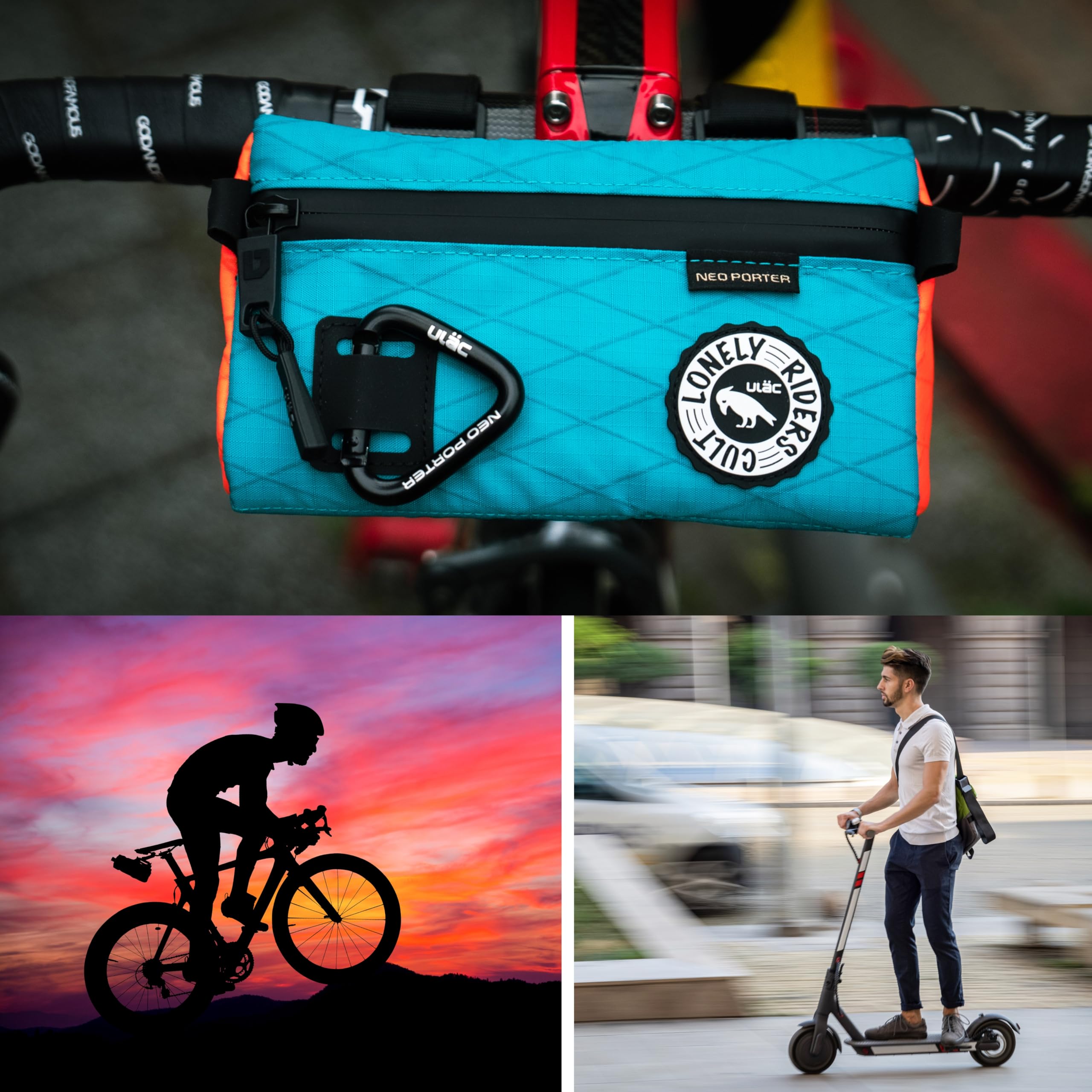 ULAC Borsa Manubrio Bici - Borsa Anteriore Triangolare Impermeabile Nylon Poliestere 1L 19x10x10 cm MTB E-Bike Accessori Complementi Attrezzi Telefono Portafoglio