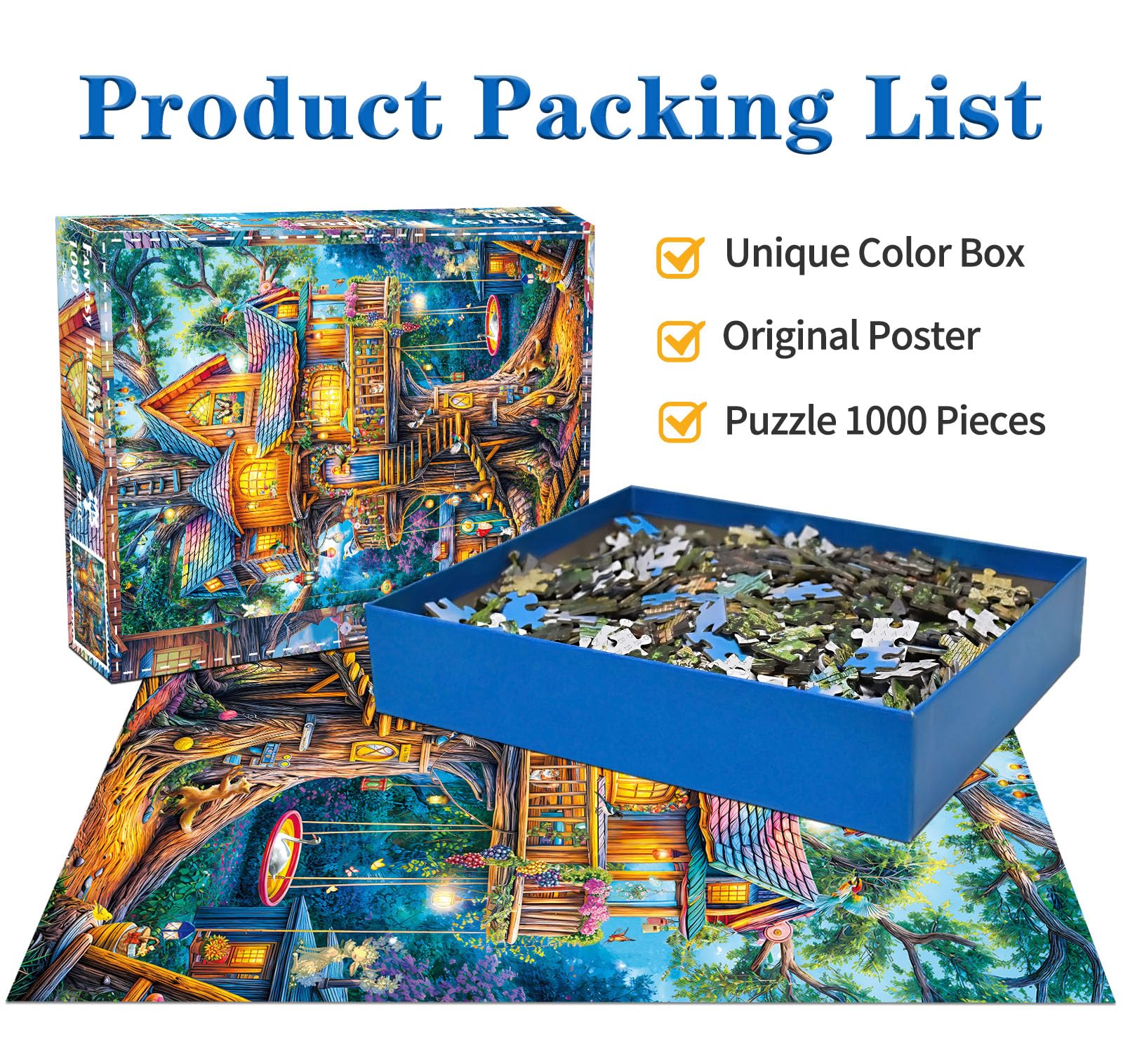 Puzzles 1000 Pieces for Adults jigsaw puzzles for adults-Fantasy Treehouse-1000 Piece Puzzle Classic Educational Games Beautiful Decoration Puzzle - Image 2