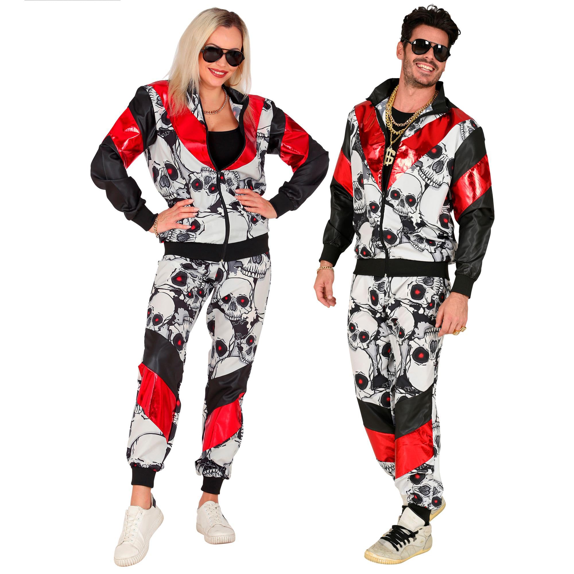 W WIDMANN MILANO Party Fashion - Costume 80s Tracksuit Skulls, 80s Outfit, Jogging Suit, Bad Taste Outfit, Fancy Dress Costumes