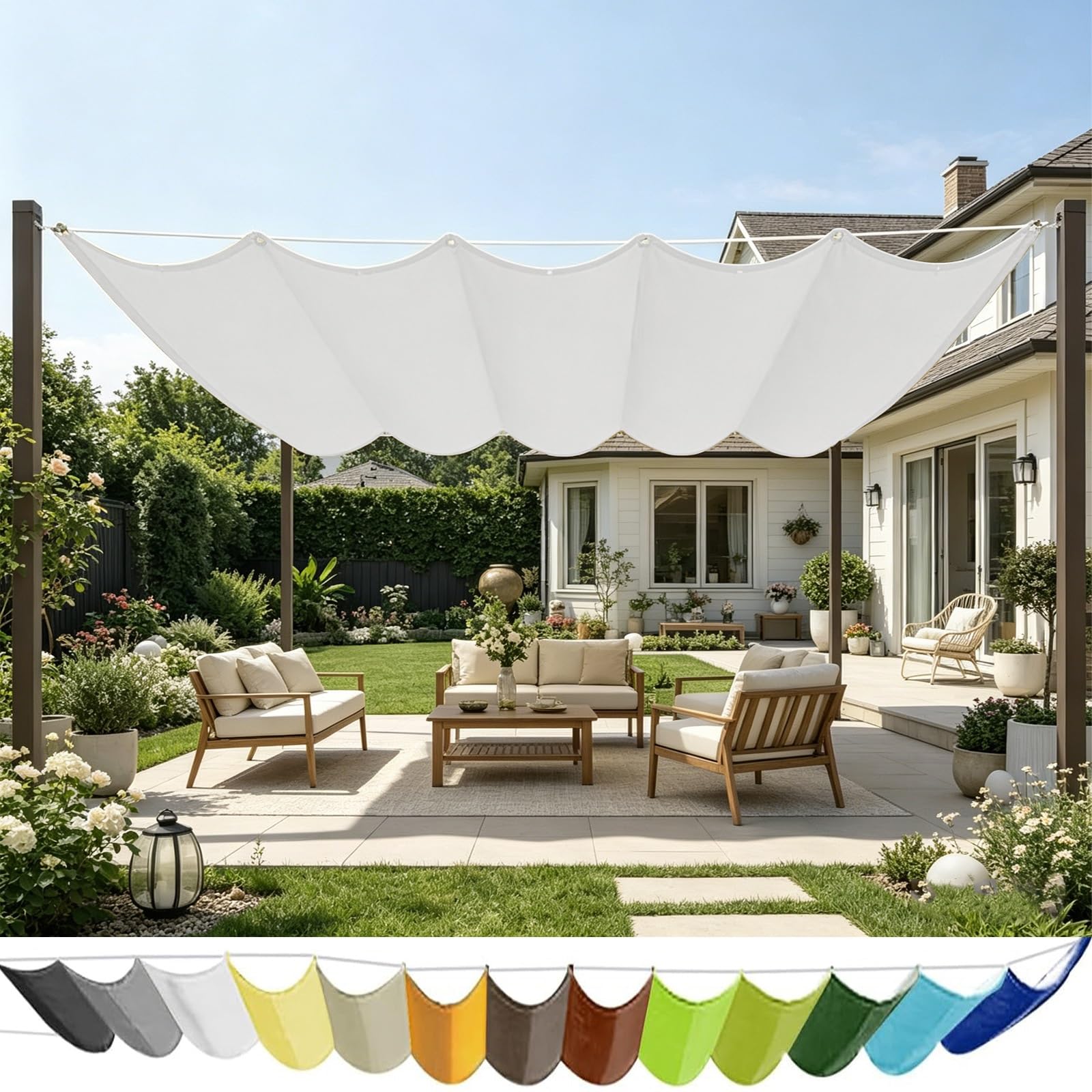 Voile d'ombrage imperméable blanc idéal pour terrasse et repas de camping