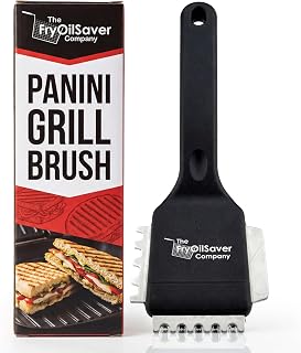 Panini Grill Brush Cleaner, Heavy Duty 3-in-1 Stainless Steel Scraper Tool | Commercial BBQ & Electric Press Cleaner, Head Grill Brush & Scraper for Ribbed or Flat Surfaces, by FryOilSaver 90052