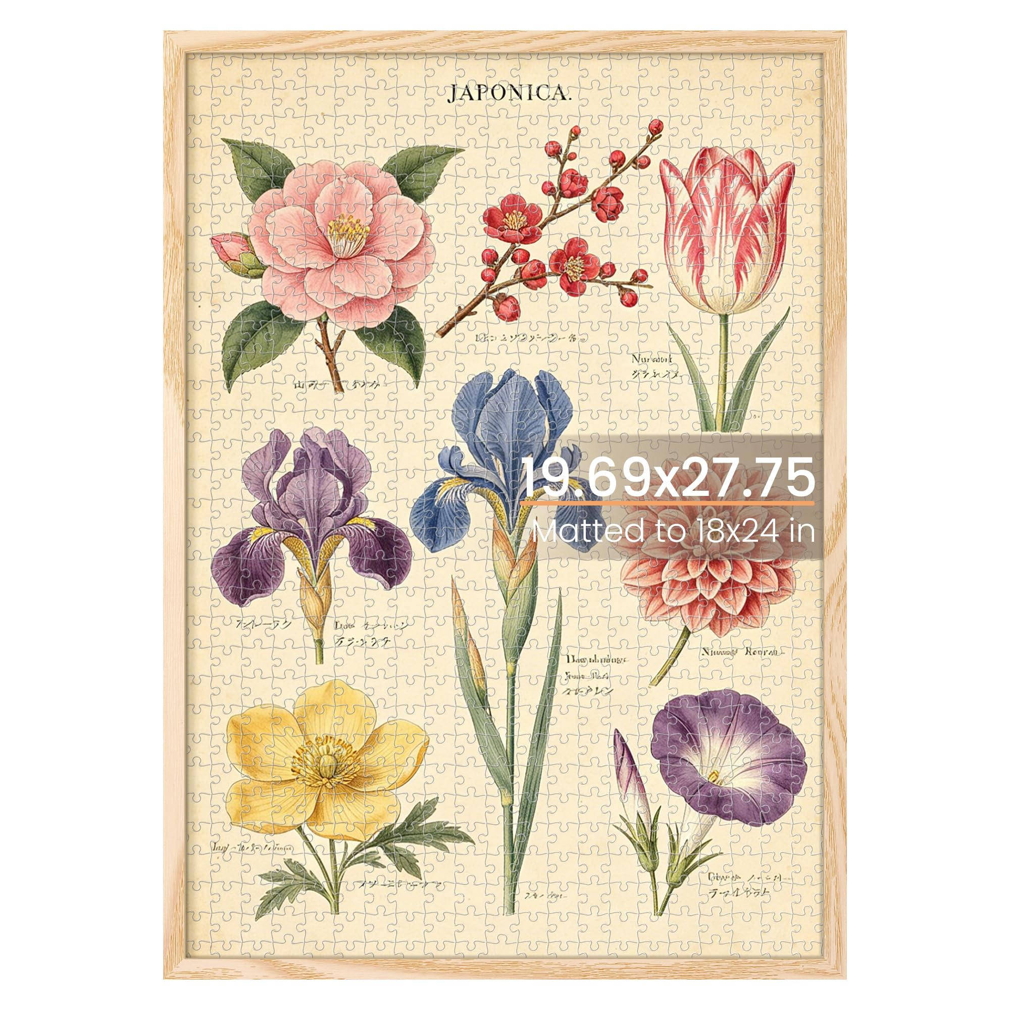 upsimples 19.7x27.6 Puzzle Frame, Display 18x24in with Mat or 50x70cm Without, Wall Hanging 1000 Pieces Puzzles Frames, Natural Style, 1 Pack
