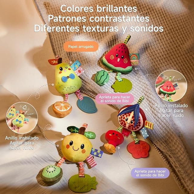 Foto 5 de 7 de TUMAMA Cochecito de bebé juguete a partir de 0, 2, 3, 4, 6, 9, 12 meses, arco de juego de frutas, remolque