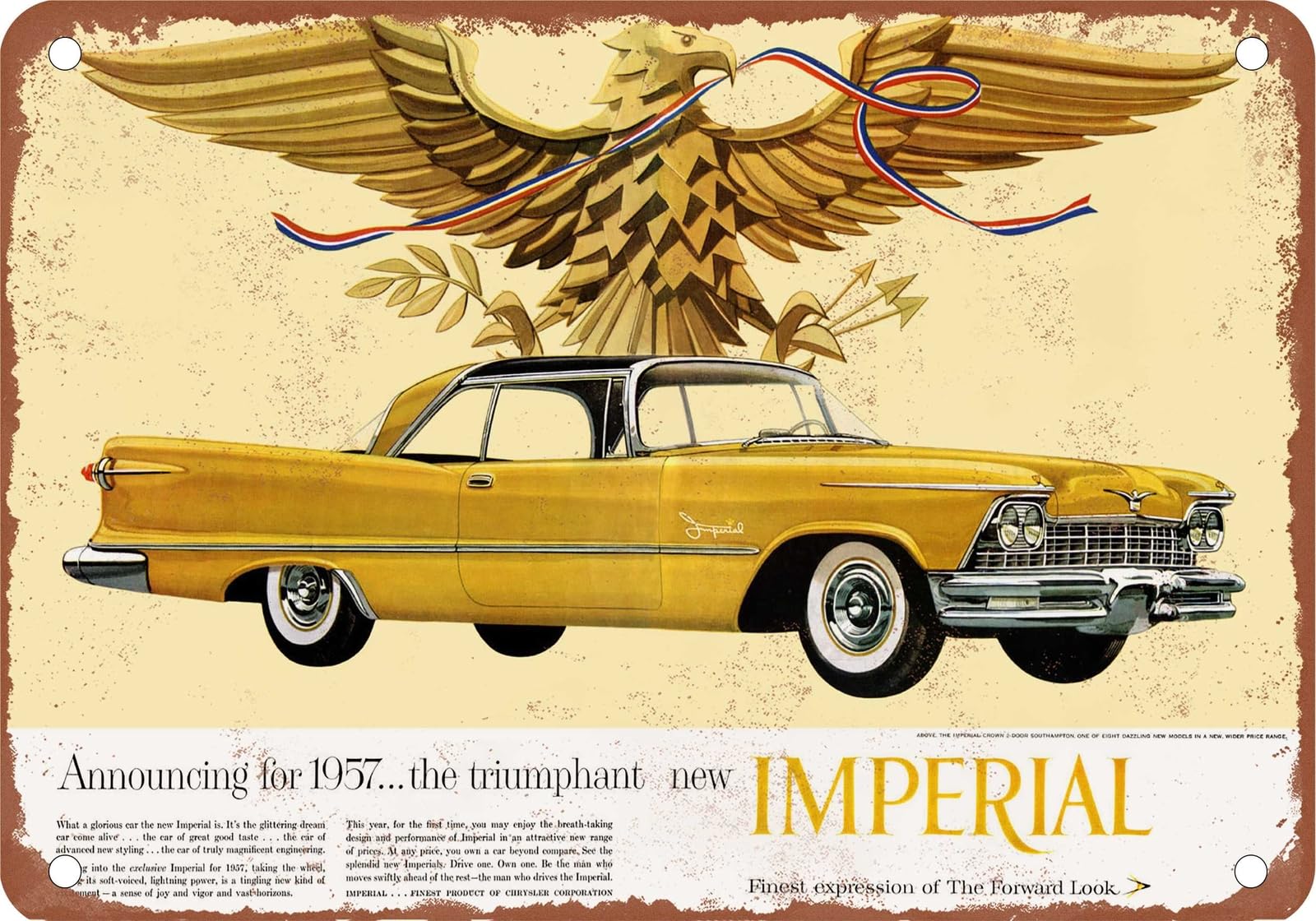 Miaomansenstore Metal Sign - 1957 Imperial Vintage Ad 01 - Old Retro Rusty Look Home Decor