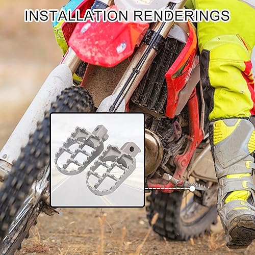 Miniatura 6 de GOOFIT Reposapiés de aluminio de 0.315 in para reposapiés de 50 cc, 70 cc, 90 cc, 110 cc, 125 cc, Taotao Dirtbike Silver Motocross MX Foot Pegs-PW50