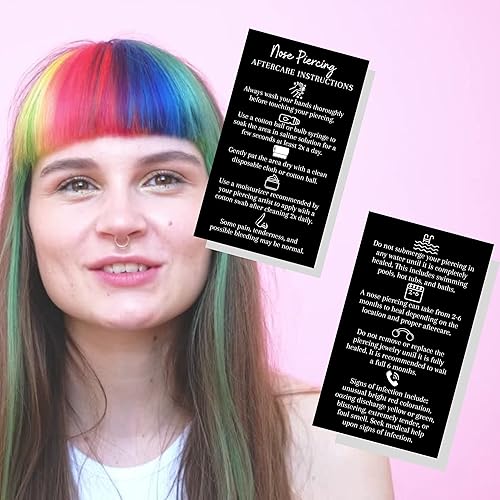 Miniatura 8 de Boutique Marketing LLC Tarjeta de instrucciones de cuidado posterior para piercing de nariz, paquete de 50, tarjeta de visita de 2 x 3.5 pulgadas,