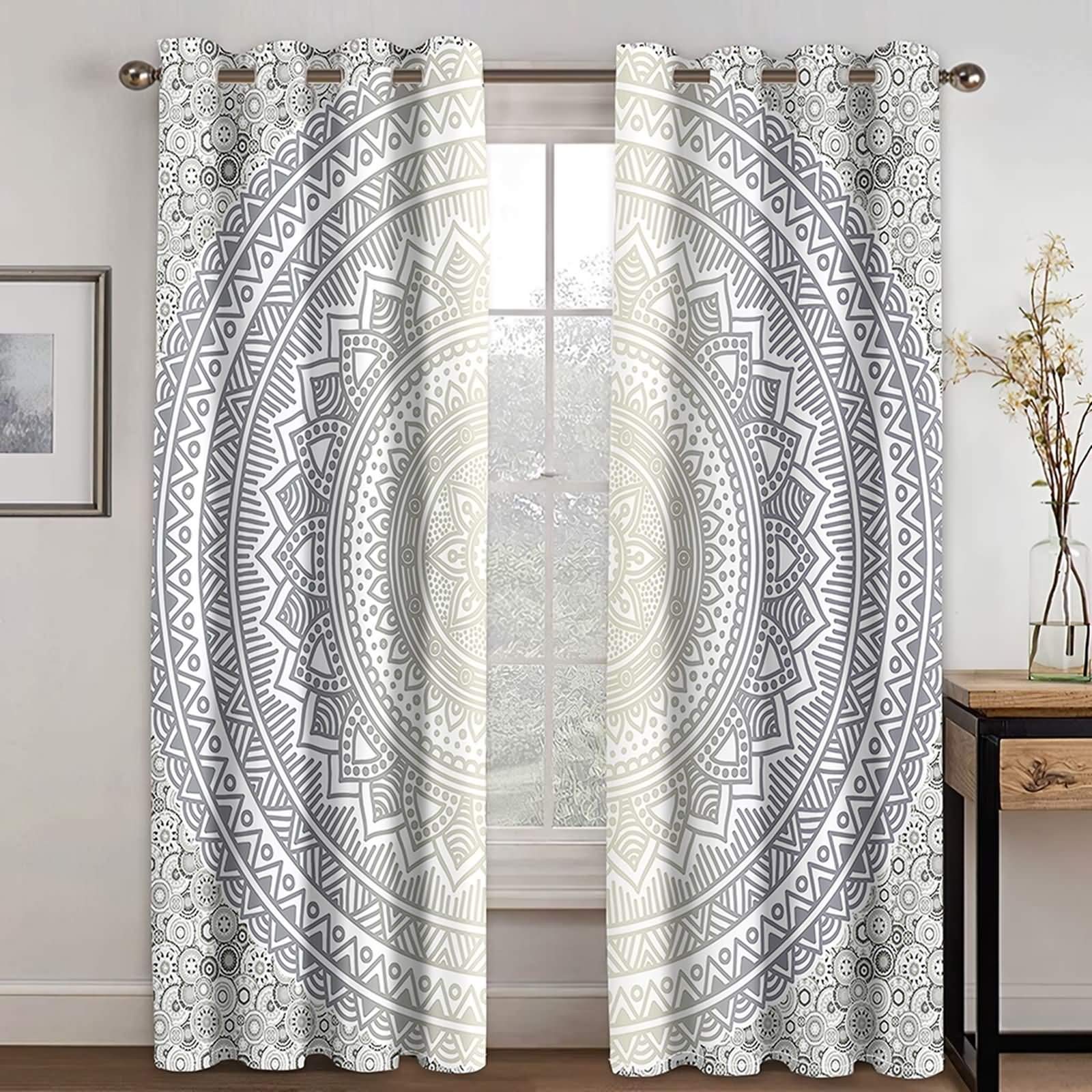 Rideau salon et chambre KnSam créez une ambiance cosy avec ce mandala gris