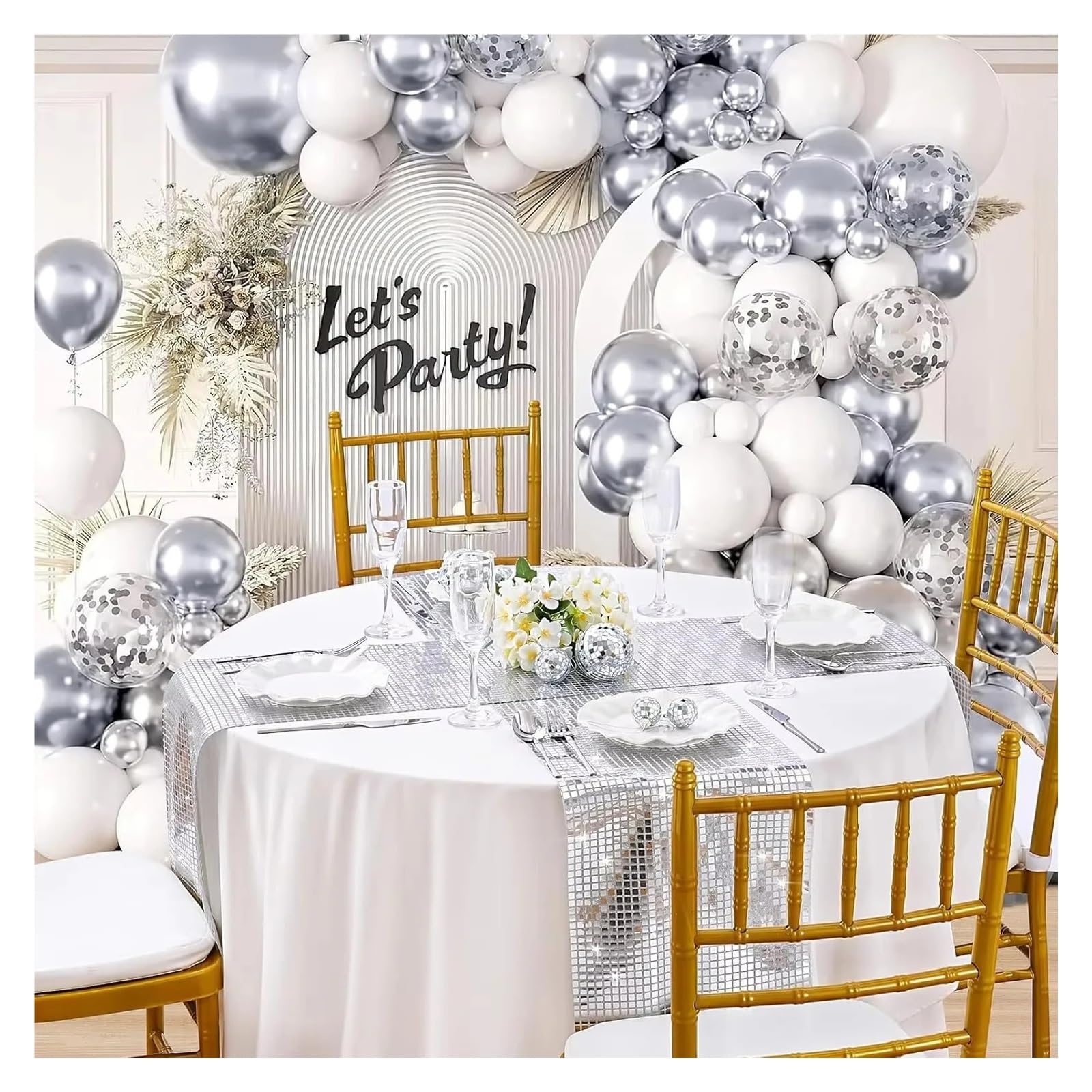 Runner Da Tavolo Con Paillettes Glitterate Discoteca, Confezione 4 Pezzi