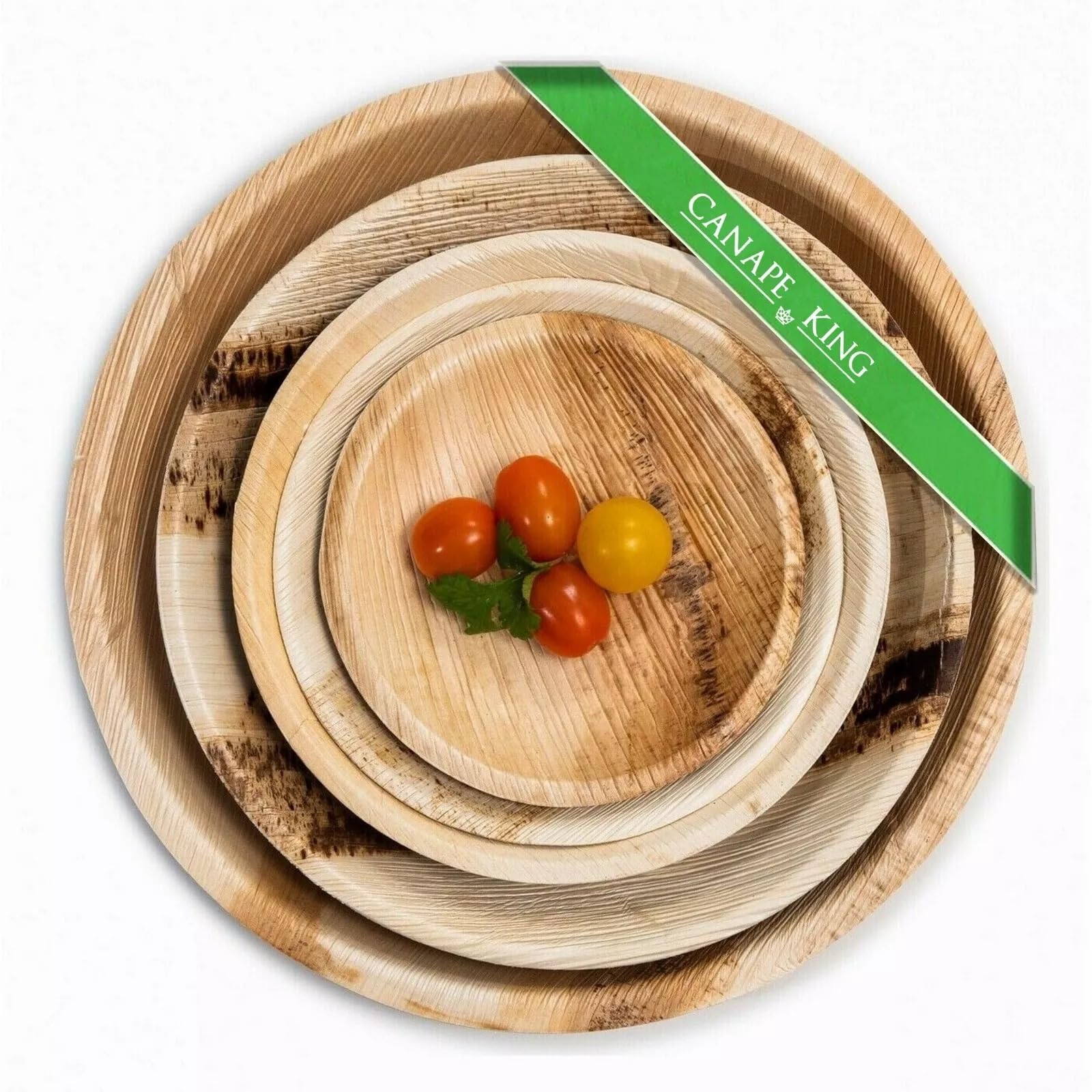 Canape King 500pcs Palm Leaf Round Plates | Eco-Friendly 30cm (12'') Biodegradable Compostable Bamboo Plates | Ideal Tableware for Wedding Party Picnic Outdoor Events