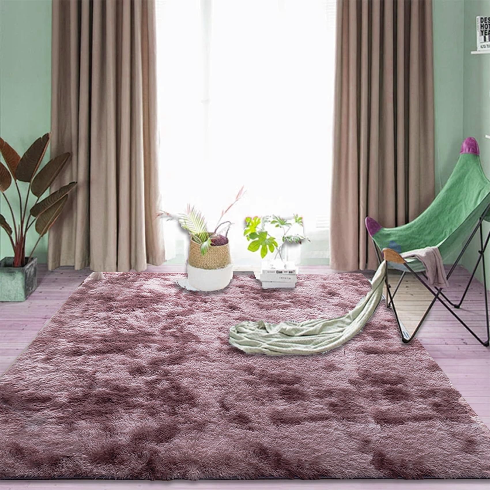 Tapis lavable et antidérapant 110x200 cm grand confort pour chambre d'enfant rose pourpre