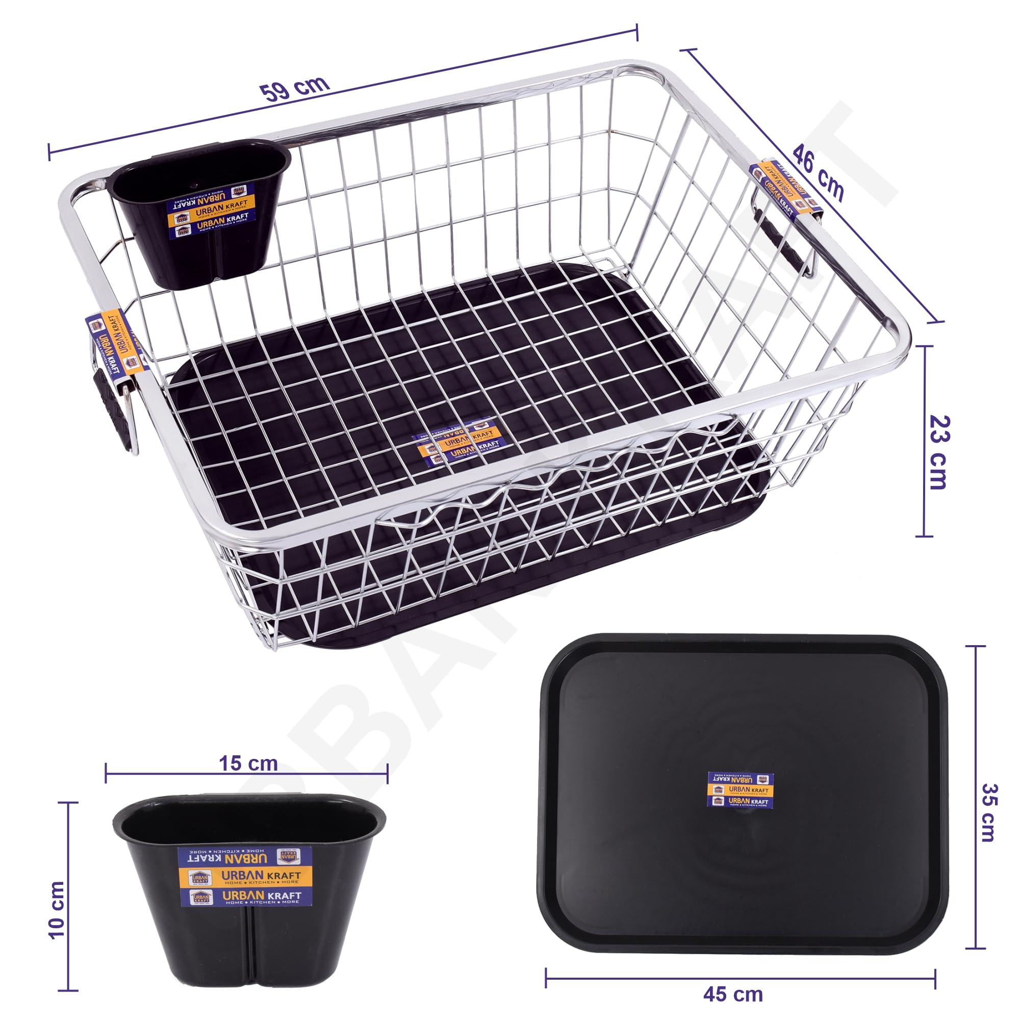 URBAN KRAFT Stainless Steel Dish Drainer - Tray & Spoon Holder -2