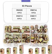 Pack of 60 Cross Nut Bolts M6 Cylinder Nut for Furniture Beds Chairs 11 mm 13 mm 20 mm 24 mm