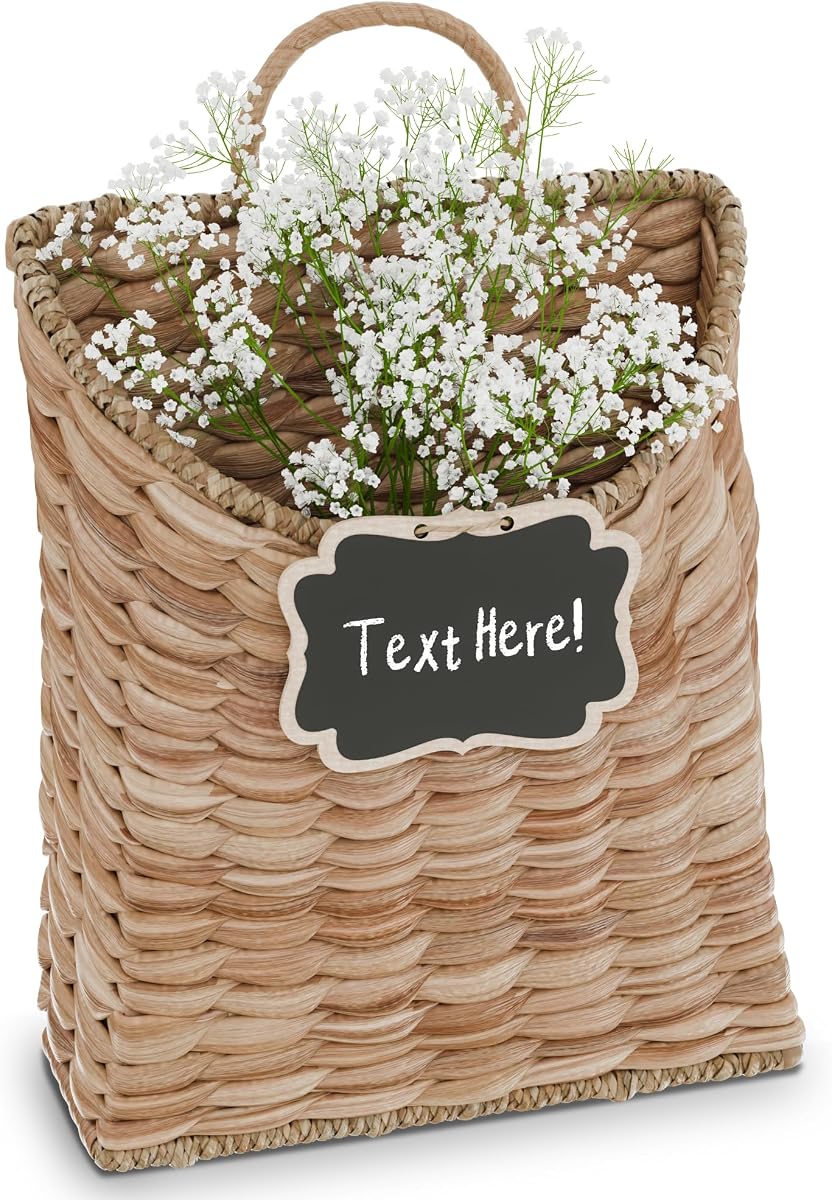 Water Hyacinth Wall Hanging Basket for Front Door, Flat Back