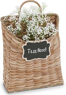 MADE FOR BOHO Water Hyacinth Boho Woven Wall Hanging Basket - Flat Back Front Door Storage, Rustic Farmhouse Entryway Organizer Decor