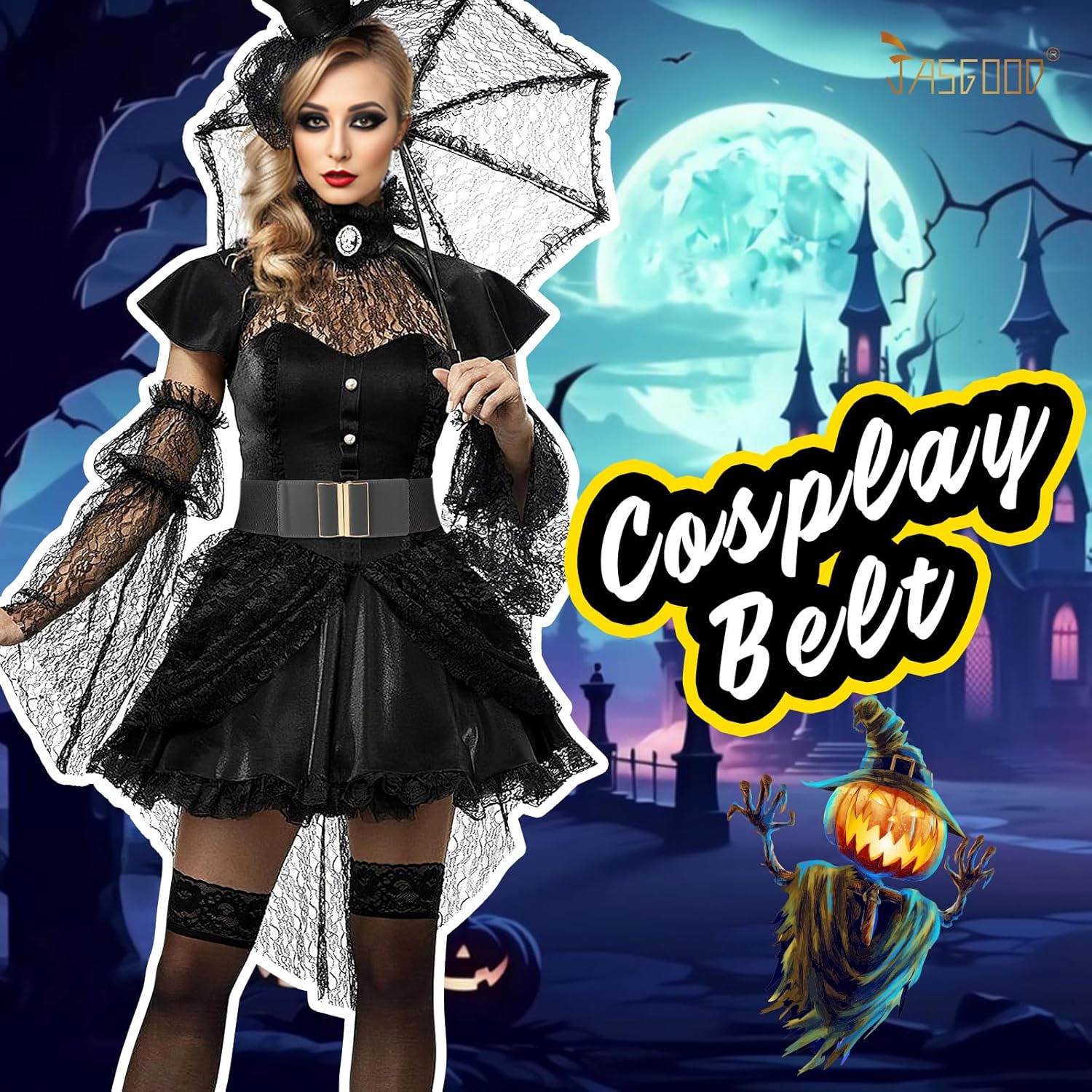 JASGOOD 4 Pack Wide Elastic Stretch Waist Belts for Women Dress Belt - Image 3