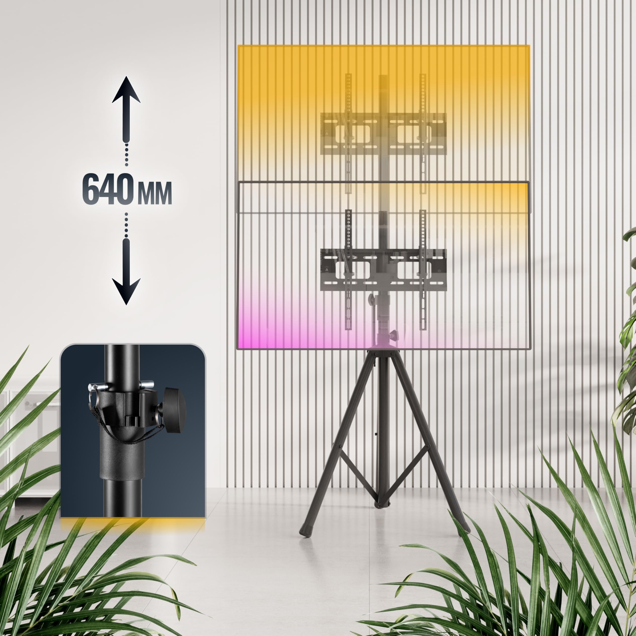 RICOO Soporte TV Base de pie Pedestal Suelo Televisión 32-55" (81–140cm) FS0844 Tripode Inclinable Televisor LED/LCD VESA 200x200-400x400