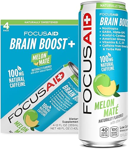 LIFEAID FOCUSAIDBebida con fórmula Energy con nootrópicos para energía cerebral Alfa-GPC, GABA, complejo B, yerba mateté verde, 100% limpia, 100 mg