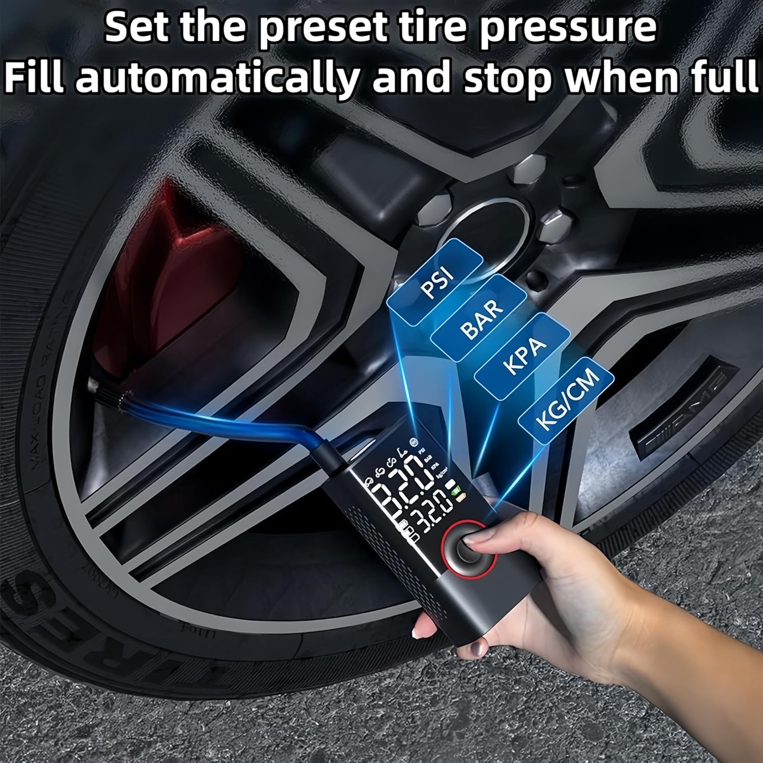 Tire Inflator Portable Air Compressor,Electric Air Pump,150PSI Air Compressor Portable,Cordless Air Pump for Car Tires, Motorcycles, Balls with LED Light (007)
