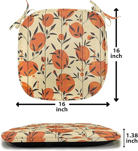 Vista 95 de Lunarable Orient - Cojín de asiento para silla, curlicues florales orientales con elementos artísticos venecianos, hojas de follaje, damasco a