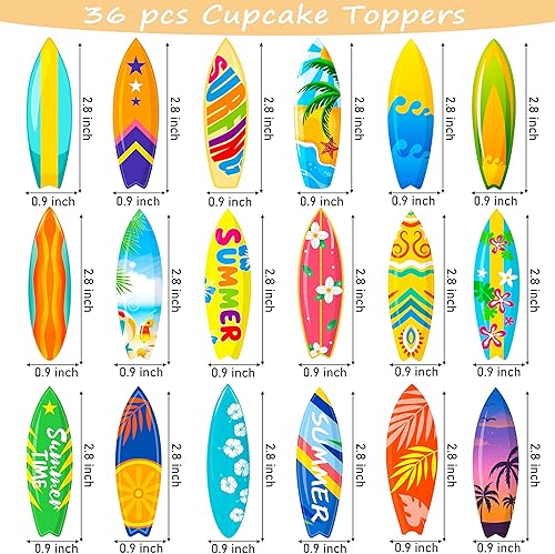 Miniatura 4 de 36 decoraciones para cupcakes para tablas de surf, piscina, decoración de fiesta de cumpleaños, playa, tabla de surf, decoración de cupcakes para