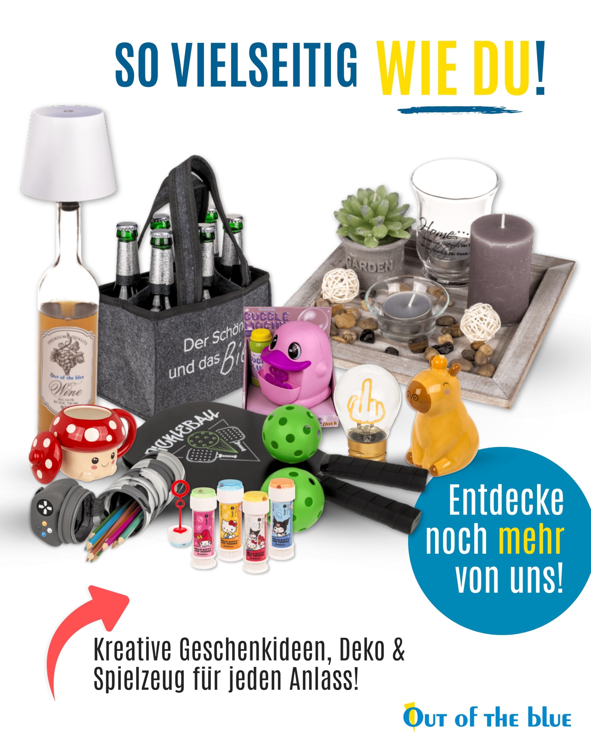 Out of the blue Happy Octopus Rasensprinkler - Wasserspielzeug mit beweglichen Sprüharmen - 11 × 8 × 21 cm Sprinkler inkl. Schlauchanschluss & Geschenkverpackung - Für Kinder & Erwachsene