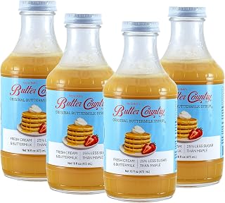 Uncle Bob's Butter Country Original Buttermilk Syrup for Pancakes and Waffles, Gluten Free, Made without Artificial Flavors, 16 fl oz Bottle/4 Pack