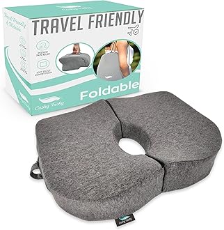 Cushy Tushy Tailbone Pain Relief Cushion - Premium Foldable Travel Tailbone Seat Cushion - for Relief of Lower Back, Sciatic, Butt and Tailbone Pain - Perfect for Home, Office & Driving