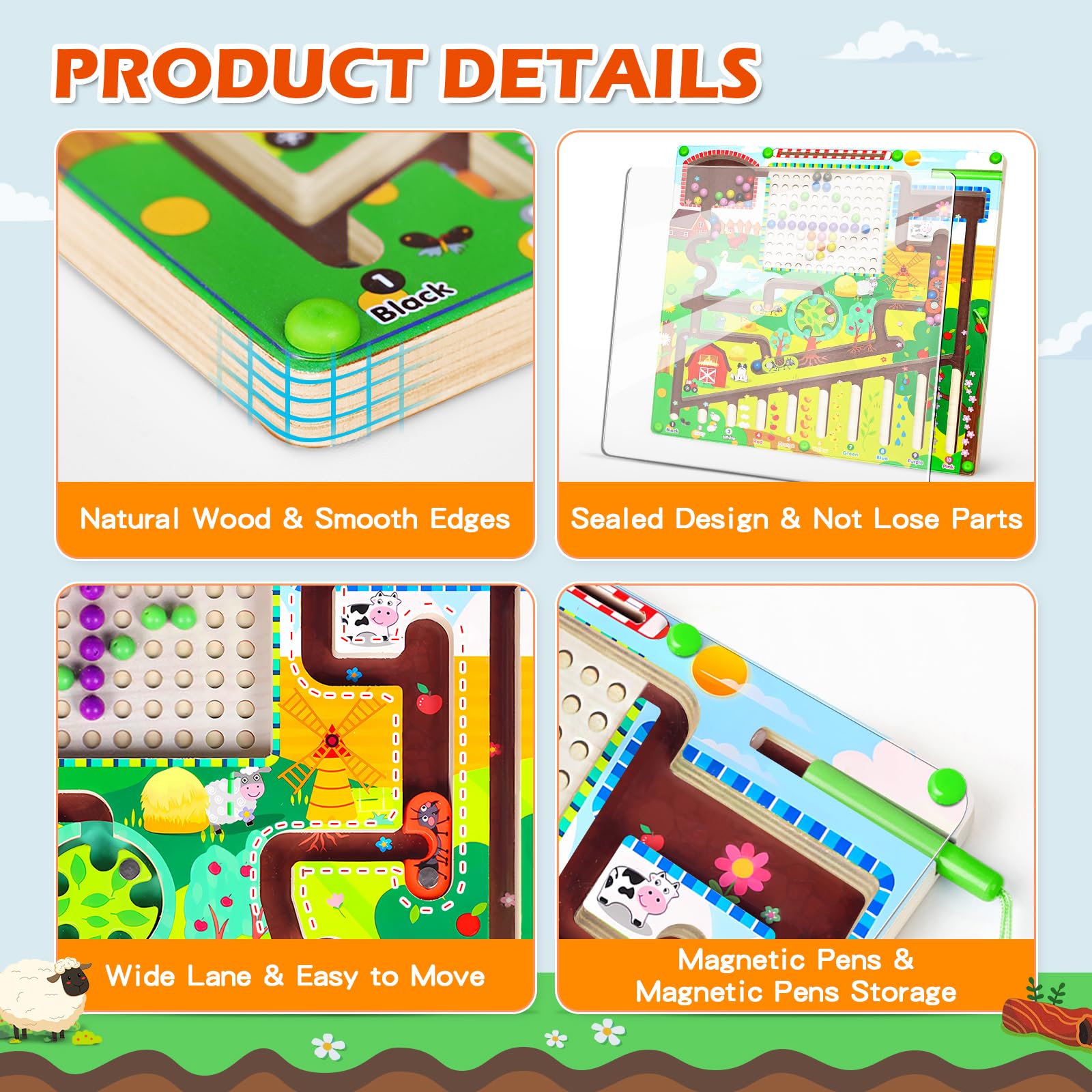 Montessori Toys for 3-6 Year Olds: Magnetic Colour & Number Maze, Fine Motor Skills & Colour Sorting Toys - Image 2