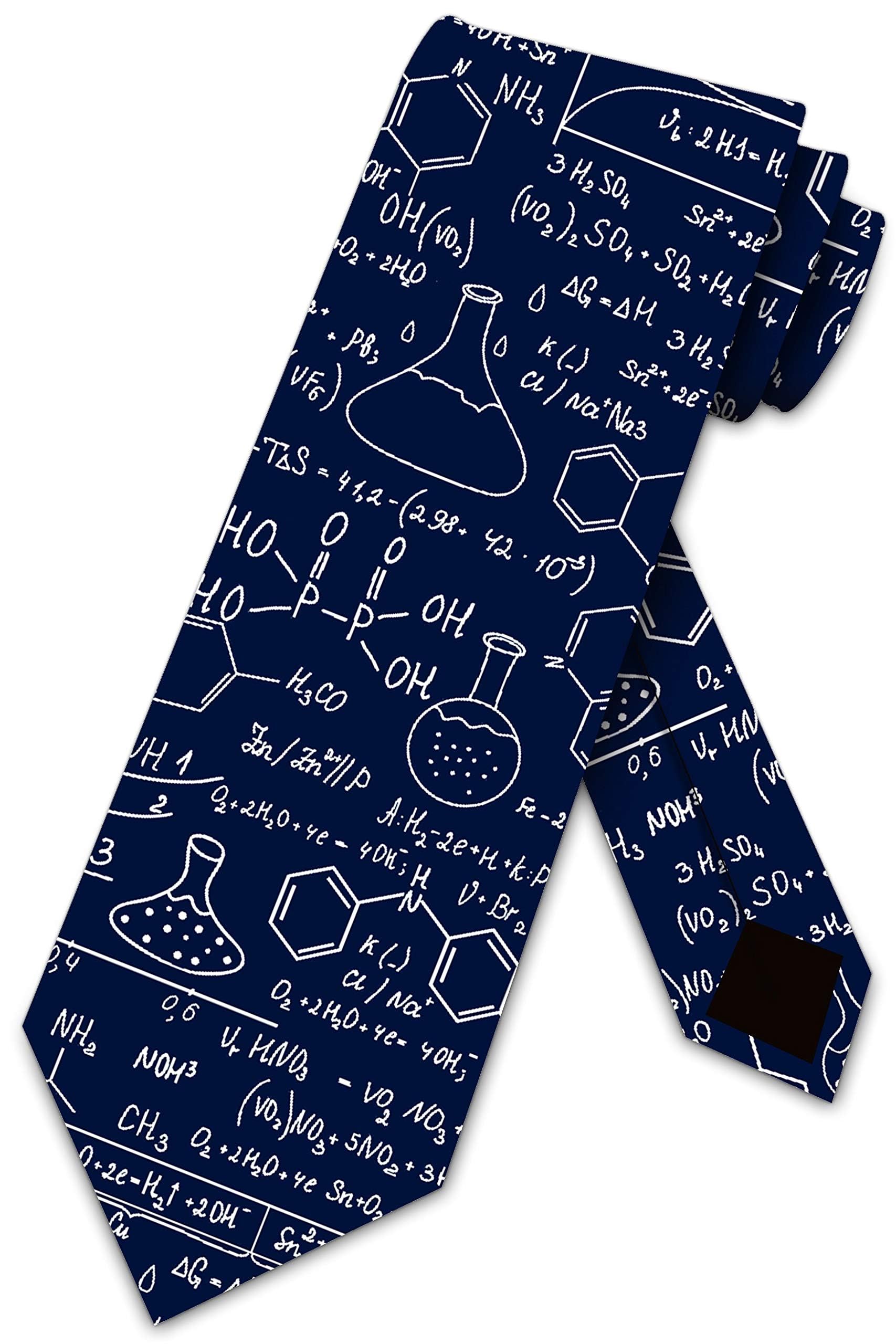 Three Rooker Men's Navy Science Ties Chemistry Equations Necktie, One Size