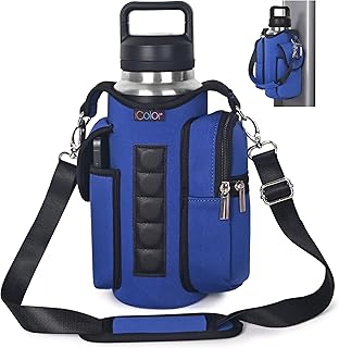 icolor Magnetic Gym Bag Water Bottle Carrier Holder with Phone Pockets & Shoulder Strap,5 Built-in Magnets Gym Bottle Pouc...