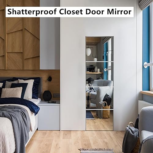 Miniatura 6 de Espejo de Puerta Irrompible de Cuerpo Completo, Espejo de Cuerpo Completo para Niños, Paquete de 4 de 16 x 16 pulgadas, Espejos Largos de Plexiglás