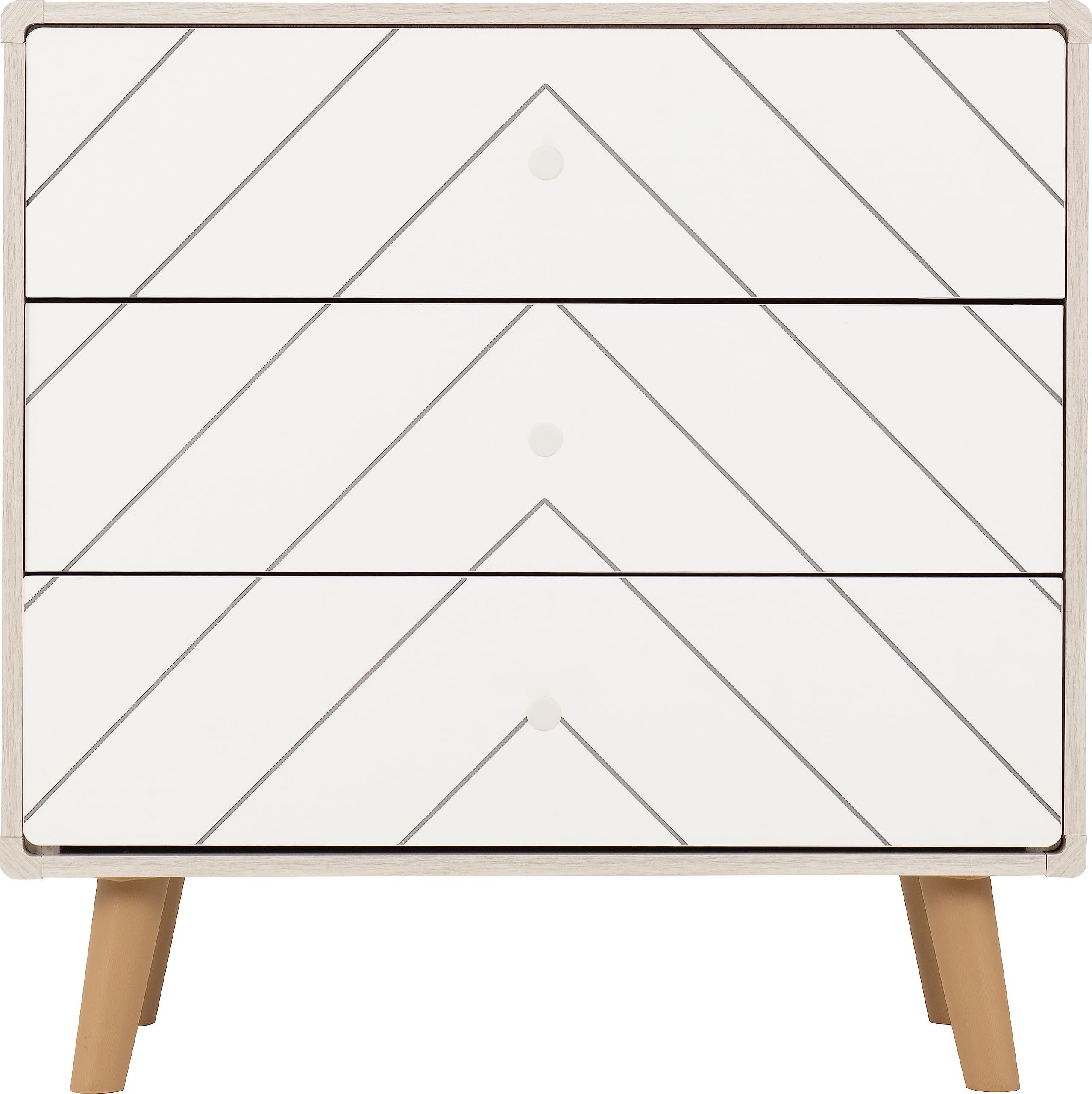 Seconique Dixie 3 Drawer Chest of Drawers - Dusty Grey and White